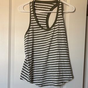 Lululemon Athletica Olive and White Striped Tank Top